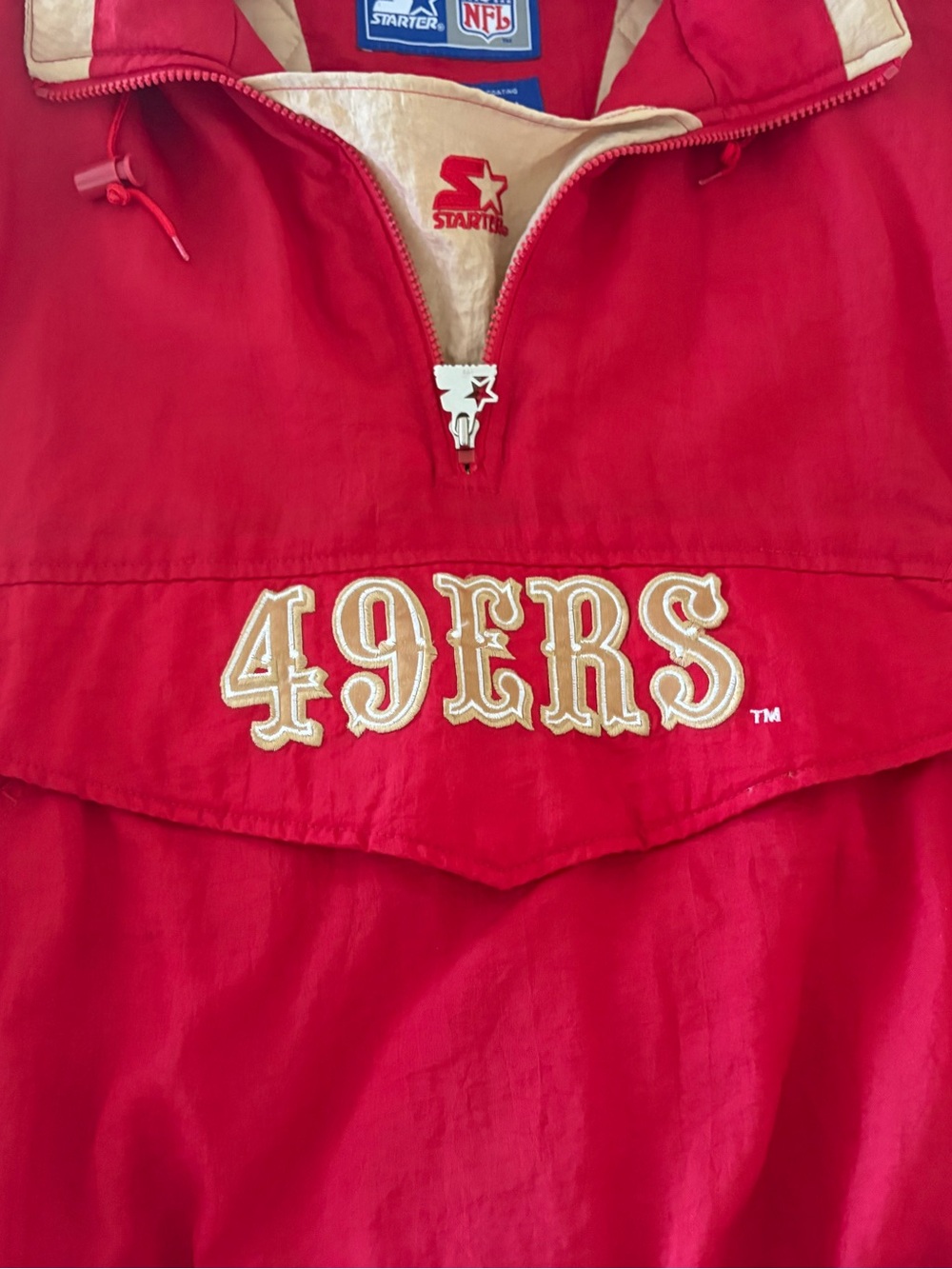 Starter NFL San Francisco 49ers Half-Zip Quilted Pullover Jacket Hoody Red L